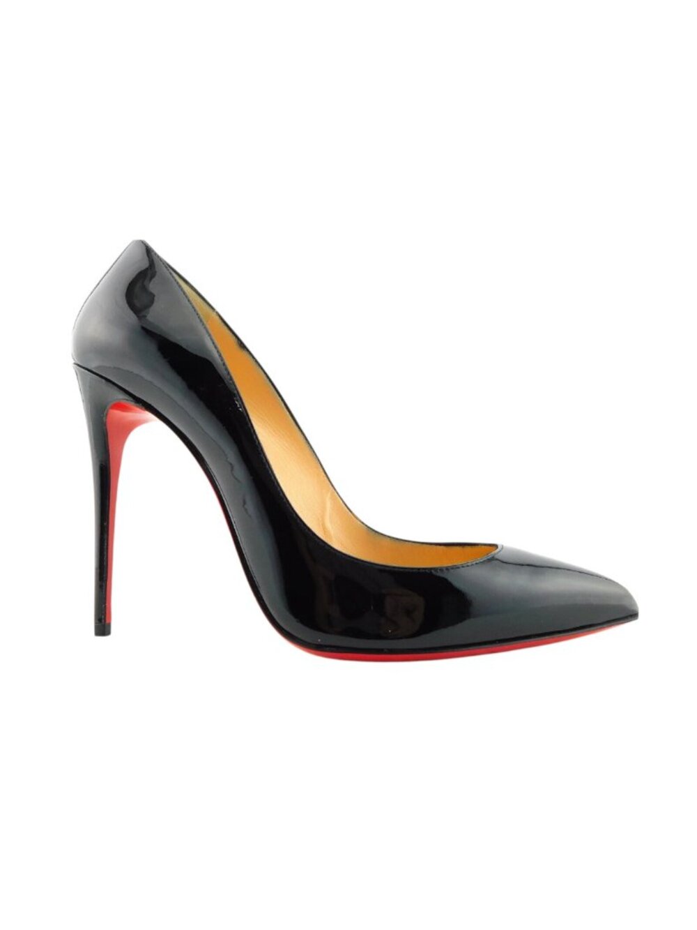 CHRISTIAN LOUBOUTIN Black Patent Leather Classic Stiletto Heel Pumps 38.5
